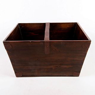 Lacquered Wood Crate with Iron Bindings