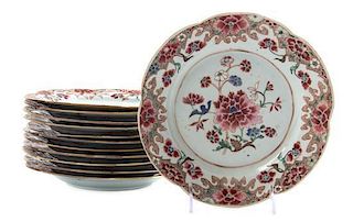 * A Set of Twelve Chinese Export Porcelain Plates, Diameter 8 3/4 inches.
