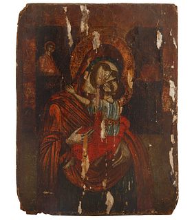 A  17TH CENTURY GREEK ICON OF THE MOTHER OF GOD