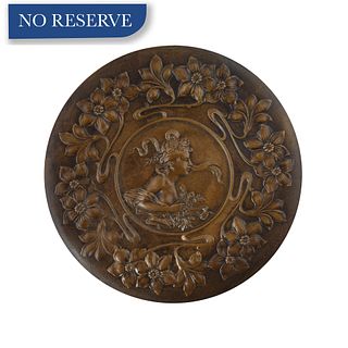 A MOST-LIKELY HUNGARIAN  ART NOUVEAU BRONZE BAS-RELIEF PLAQUE 
