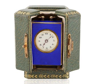 AN EARLY 20TH CENTURY VALME SWISS ARGENT MINIATURE CARRIAGE CLOCK, RETAILED BY SHREVE CRUMP & LOW COMPANY, BOSTON