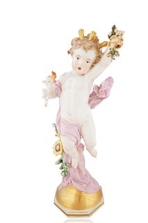 LATE 19TH CENTURY MEISSEN PORCELAIN FIGURINE EMBLEMATIC OF "DAY"