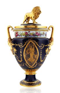 A LIKELY SEVRES PORCELAIN COVERED URN