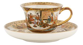 19TH CENTURY SATSUMA PORCELAIN TEA CUP AND SAUCER 