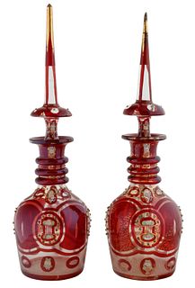 LAST QUARTER OF THE 19TH CENTURY FRENCH BOHEMIAN QAJAR-STYLE GLASS DECANTERS