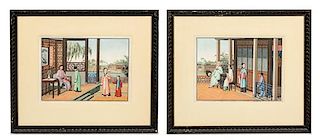 A Pair of Chinese Export Watercolor Paintings, LIKELY 19TH CENTURY, 9 x 12 1/4 inches.