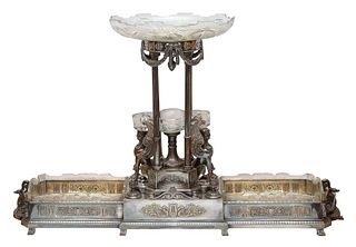 20TH CENTURY EGYPTIAN REVIVAL SILVER-PLATED CENTERPIECE