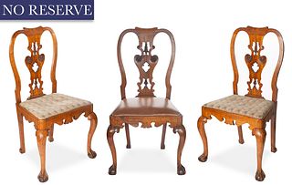 A SET OF THREE 18TH CENTURY GEORGE II FRUITWOOD SIDE CHAIRS
