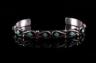 Navajo Fred Cachini Silver & Turquoise Bracelet