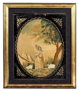 An English Needlework Picture, 18TH CENTURY, Height 19 1/4 x width 16 inches.