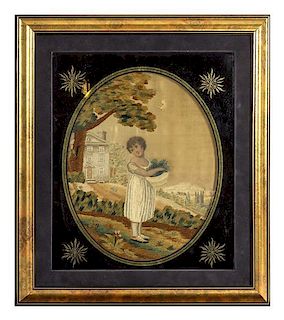An English Needlework Picture, 18TH CENTURY, Height 18 1/8 x width 16 inches.