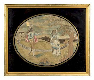 An English Needlework Picture, 18TH/19TH CENTURY, Height 15 3/4 x width 18 3/4 inches.