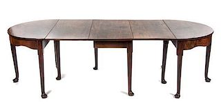 A George II Mahogany Three-Part Dining Table, MID-18TH CENTURY, Height 28 x width 98 1/4 x depth 41 3/8 inches.