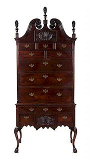 * A Chippendale Style Mahogany Highboy, 19TH/20TH CENTURY, Height 104 x width 45 x depth 23 inches.