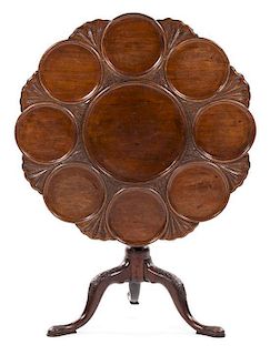 * A Chippendale Style Mahogany Dessert Table, 19TH CENTURY, Height 27 1/2 x diameter 35 inches.