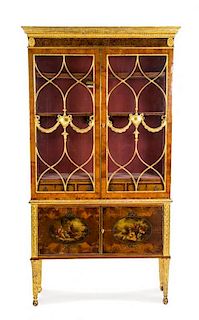 An Adam Style Painted Satinwood Bookcase, 18TH CENTURY WITH ALTERATION AND LATER ELEMENTS, Height 83 1/4 x width 43 x depth 15 i