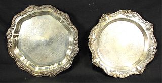 TWO SILVER PLATED TRAYS ONE BY GORHAM
