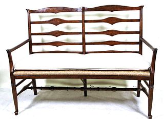 QUEEN ANNE STYLE LADDER BACK SETTEE