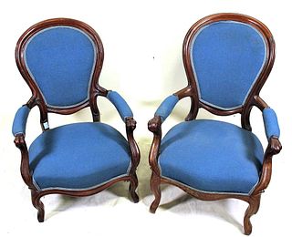 PAIR OF CIRCA 1880's VICTORIAN ARMCHAIRS