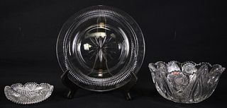 LOT OF TWO CUT GLASS BOWLS & CHARGER