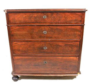 19th CENTURY MAHOGANY FOUR DRAWER BEDSIDE CHEST