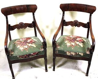 PAIR OF ANTIQUE NEEDLEPOINT ARMCHAIRS