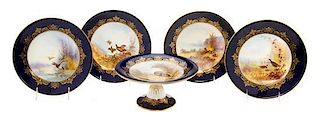 * A Worcester Porcelain Partial Dessert Service, Diameter of plates 9 3/9 inches.