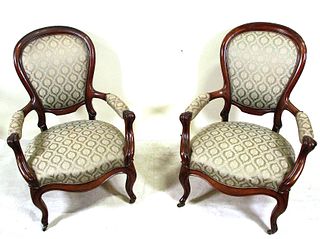PAIR OF ANTIQUE VICTORIAN MAHOGANY ARMCHAIRS