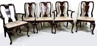 SET OF FIVE CHIPPENDALE STYLE DINING CHAIRS