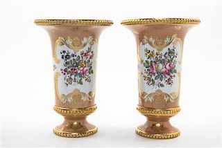 A Pair of English Porcelain Vases, ROCKINGHAM, 19TH CENTURY, Height 9 3/4 inches.