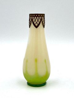 Loetz or Czechoslovakian Iridescent Art Glass Vase