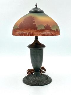 Signed Handel Reverse Painted Table Lamp