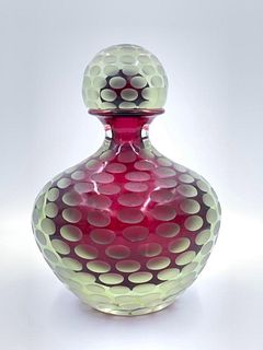 Monumental Murano Battuto Glass Stoppered Bottle