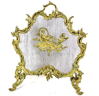 FRENCH STYLE GILT BRONZE FIREPLACE SCREEN