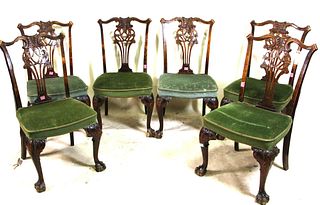 SET OF SIX CHIPPENDALE DINING SIDE CHAIRS