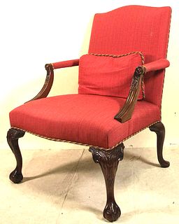 CHIPPENDALE STYLE ARMCHAIR ON BALL & CLAW FEET