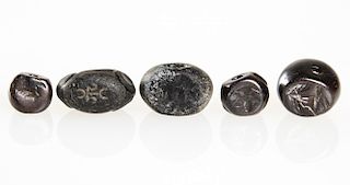 5 Carved Agate Sasanian Seals