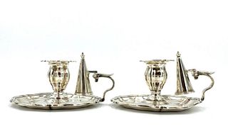 Pair of His and Hers Chambersticks, Sheffield, 1844