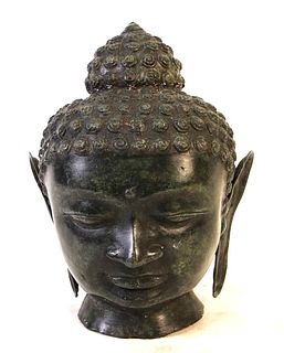 BRONZE BUDDHA HEAD SCULPTURE