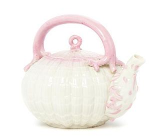 A Belleek Porcelain Teapot, LATE 19TH/EARLY 20TH CENTURY, Height 6 inches.