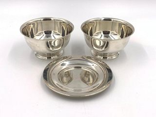Two Gorham Silver Revere Bowls and Underplate