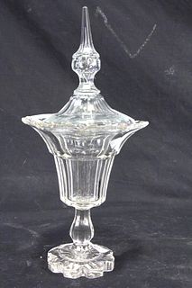 19th CENTURY ANGLO IRISH CUT GLASS JAR WITH LID