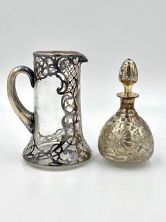 Two Silver Overlay Glass Items
