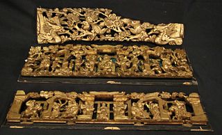 THREE 19th CENTURY CARVED & GILDED RELIEF PANELS