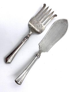 Austro Hungarian Silver Fish Server and Fork
