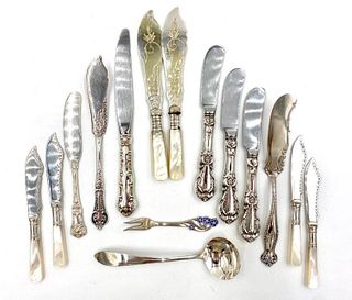 Group of Sterling Silver Spreaders, Plated Fish Knives