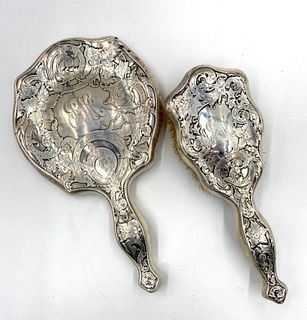 American Sterling Silver Hand Mirror and Hair Brush