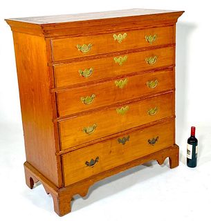 American Chippendale Pine Tall Chest, 18thc.