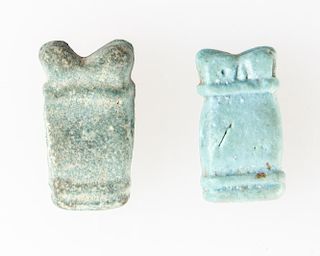 2 Ancient Faience Owls