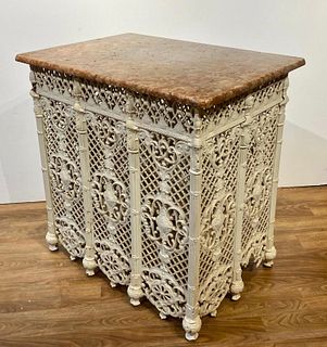 French Victorian Cast Iron Marble Top Console Radiator
